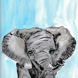 Baby Elephant under Blue Skies