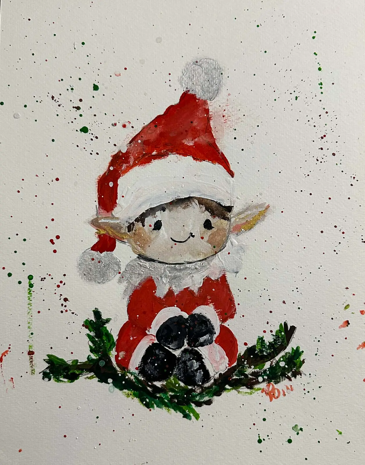 A whimsical Christmas elf with bright holiday colors and playful handmade charm, bringing joy and festive cheer.