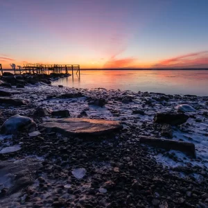 Ice Covered Rocks at Dawn Card